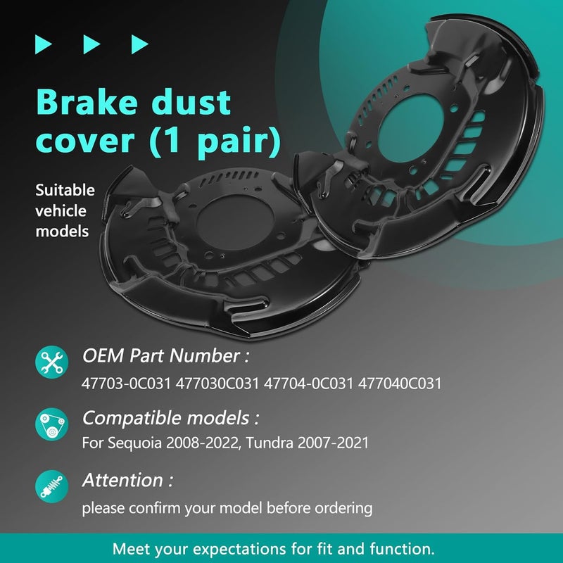 Gaogsiy Brake Dust Shield Cover Front Left and Right Fit Sequoia 2008-2022, Tundra 2007-2021 Replace 477030C031 47704-0C031 - Image 2